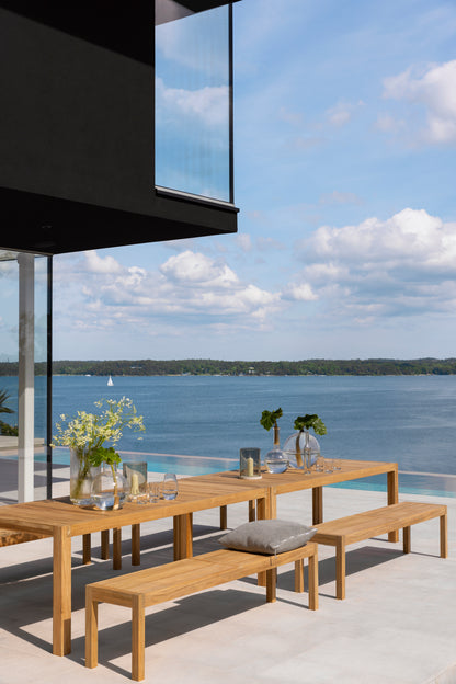 Laknäs dining table with benches
