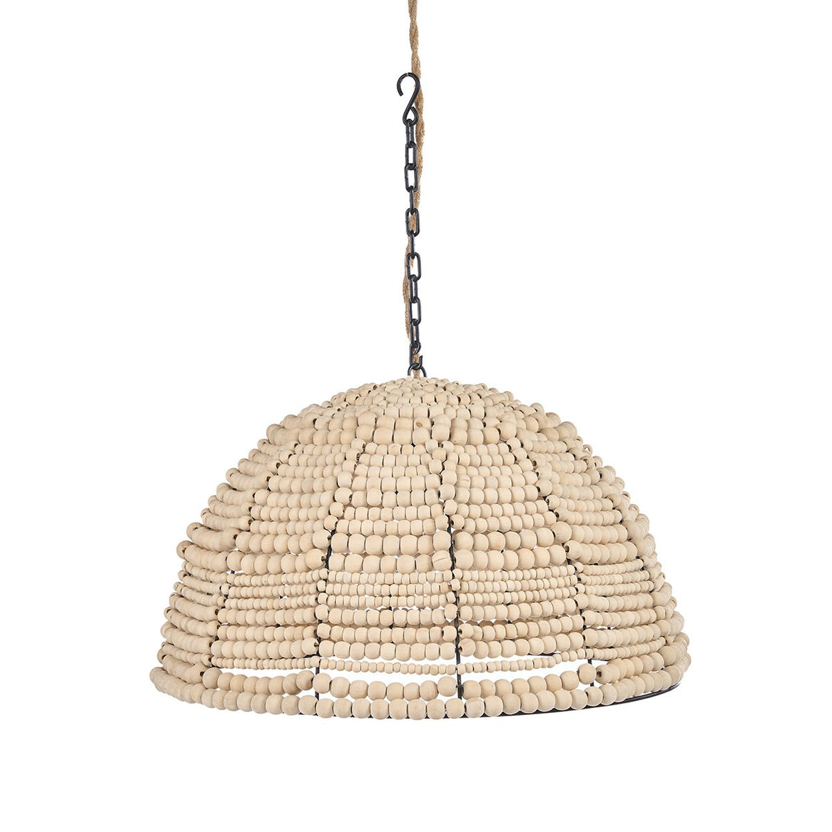 The Wooden Bead Dome Pendant - Natural