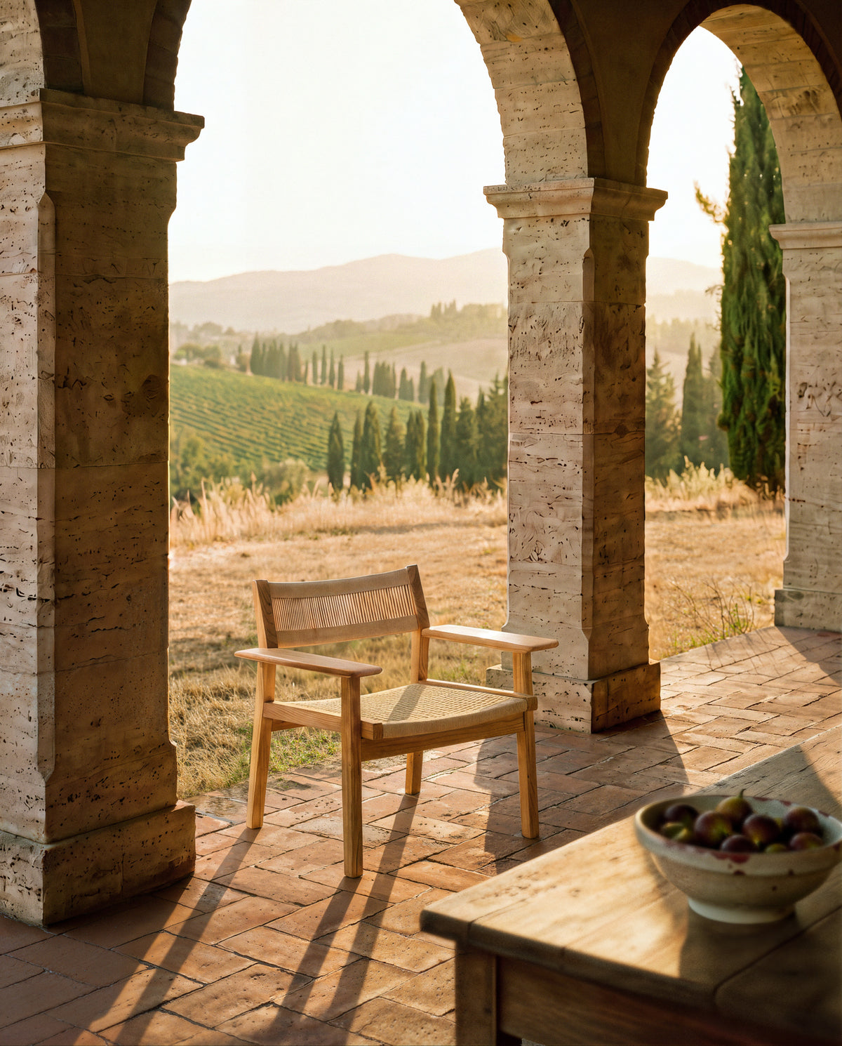 Djurö teak lounge armchair in a setting