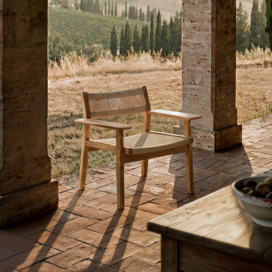 Djurö teak dining armchair with rope seat