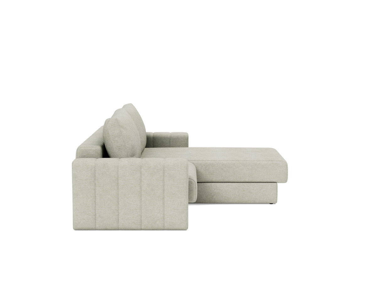 AKELLO Sofa Bed with Chaise and Arm Rests, side view