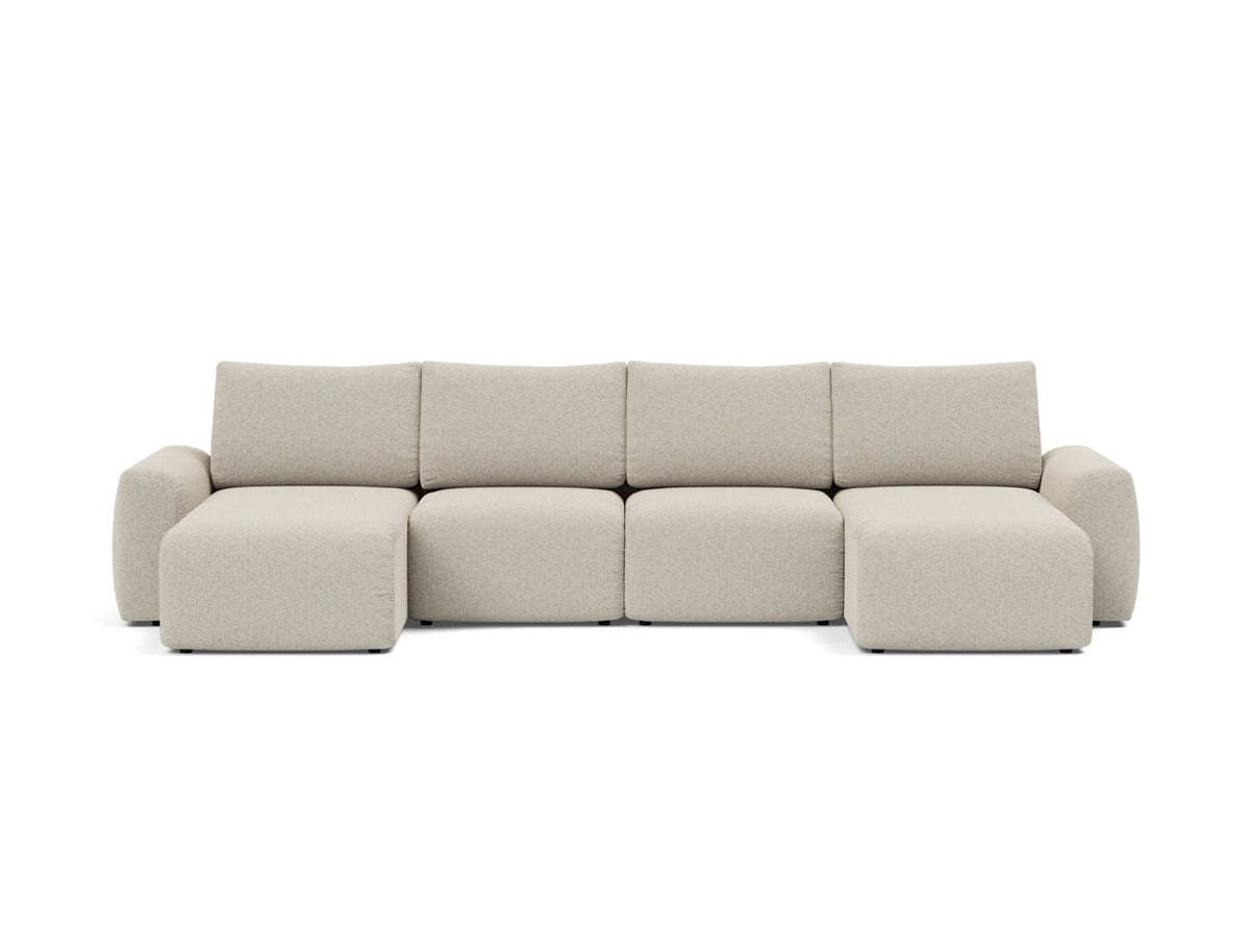 NORUM U-Shape Sofa Bed Chunky Arms 150x320CM