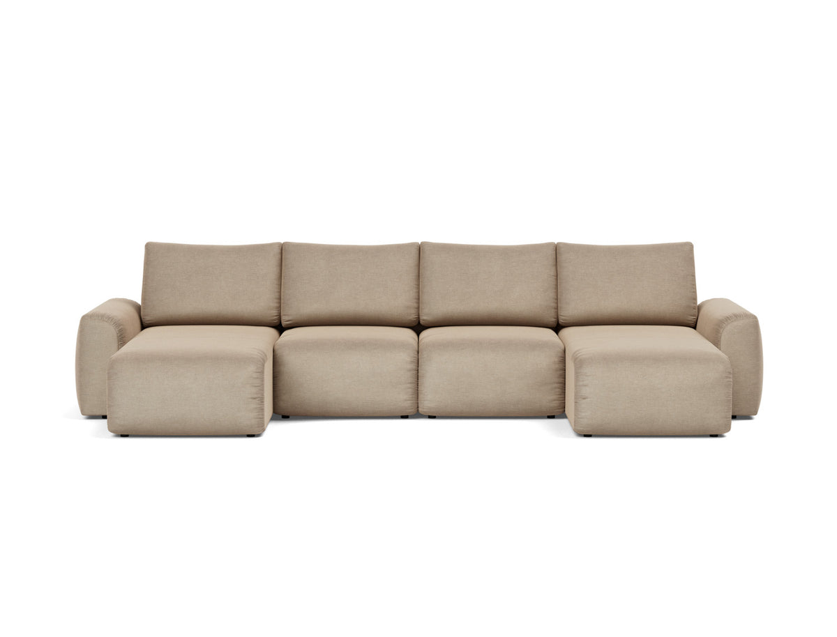 NORUM U-Shape Sofa Bed Chunky Arms 150x320CM
