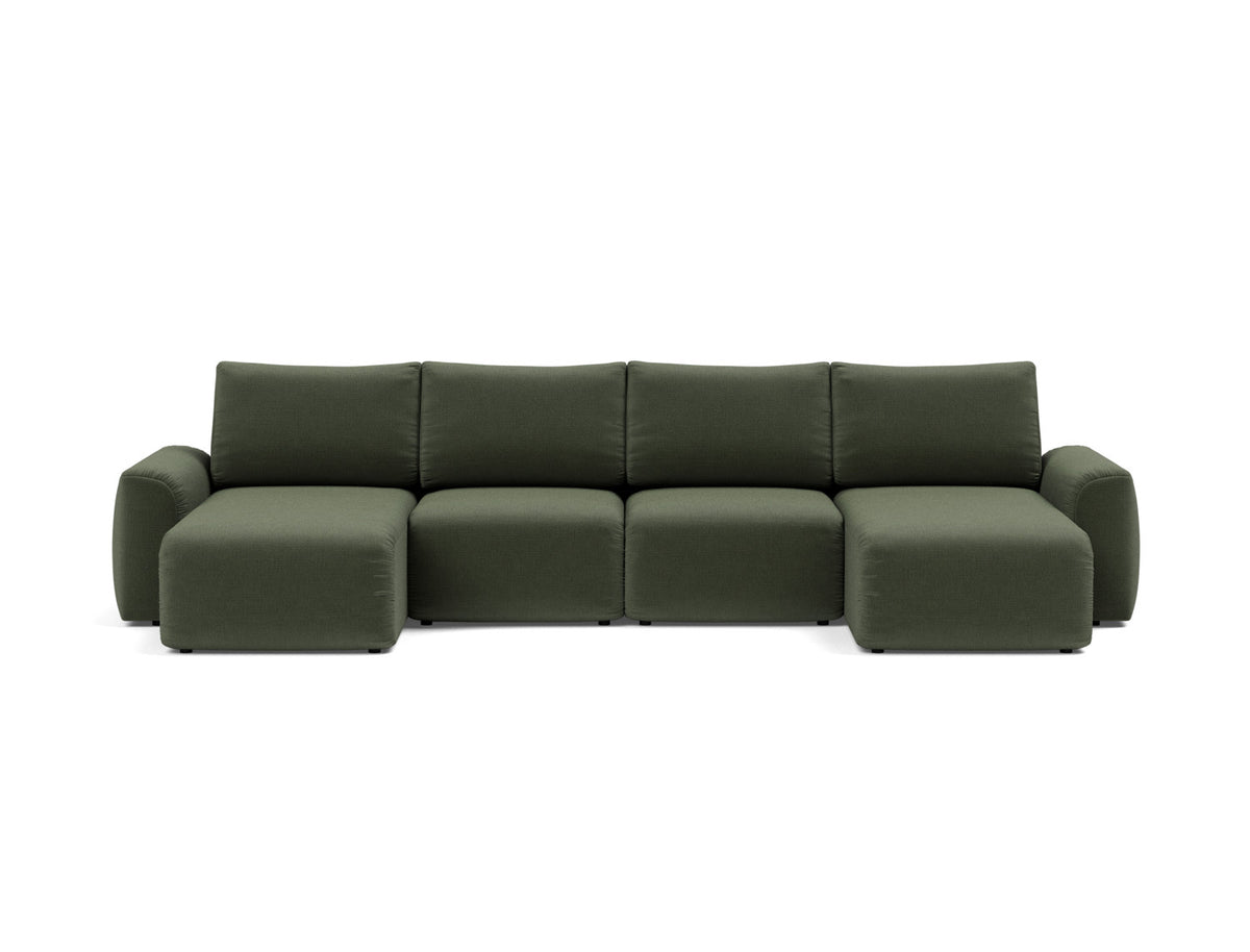 NORUM U-Shape Sofa Bed Chunky Arms 150x320CM