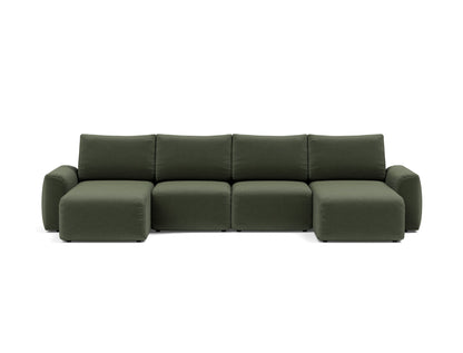 NORUM U-Shape Sofa Bed Chunky Arms 150x320CM