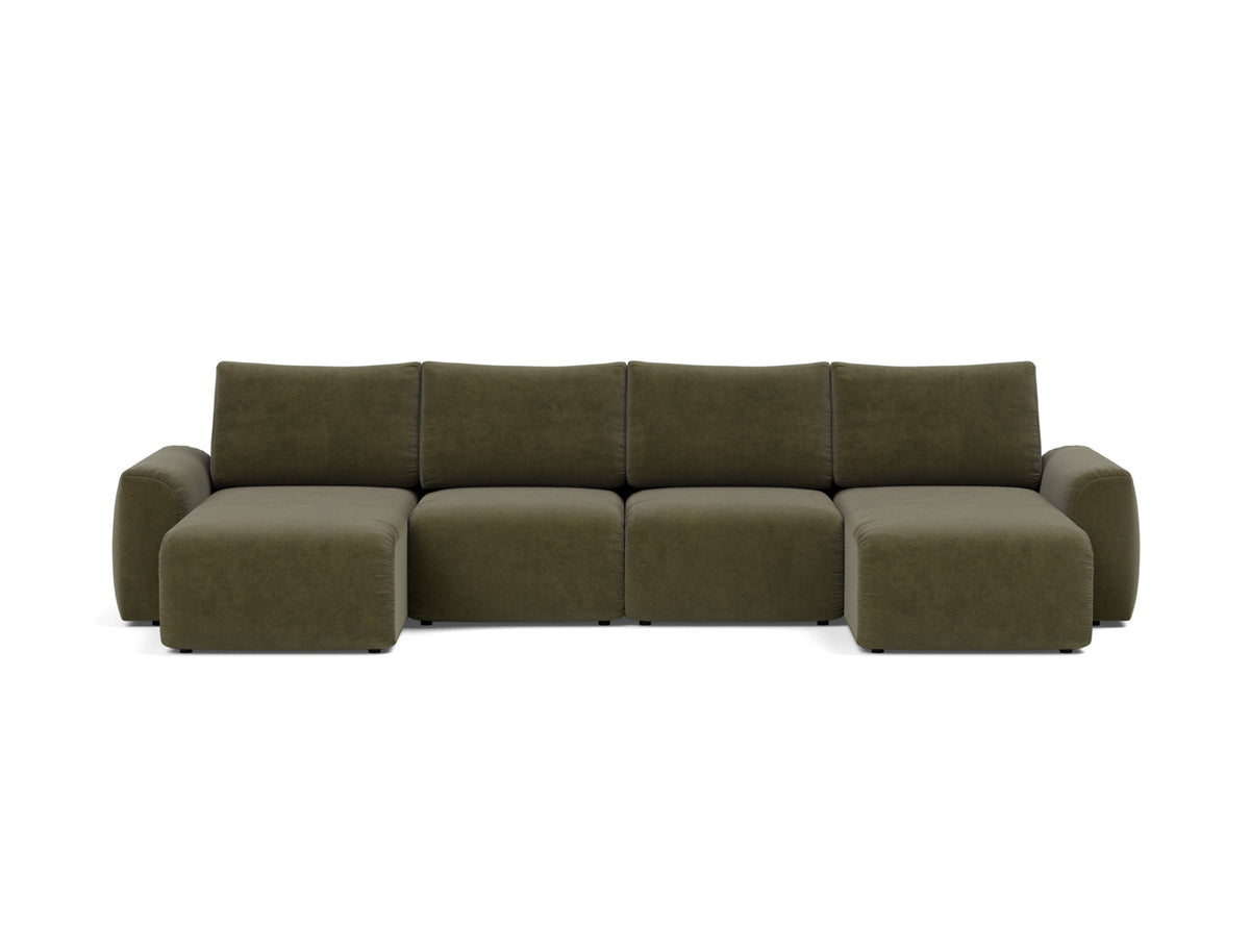 NORUM U-Shape Sofa Bed Chunky Arms 150x320CM
