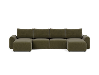 NORUM U-Shape Sofa Bed Chunky Arms 150x320CM