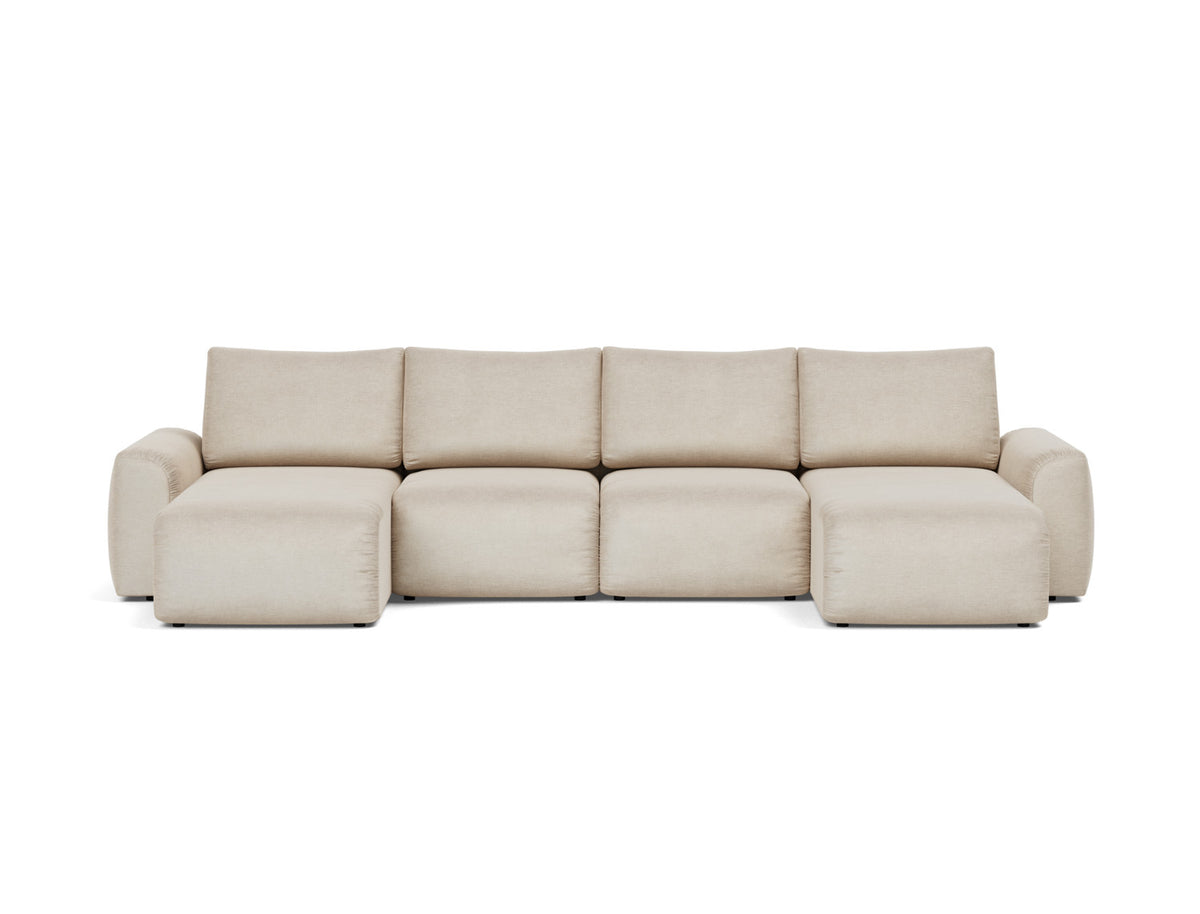 NORUM U-Shape Sofa Bed Chunky Arms 150x320CM