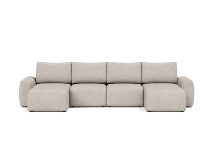 NORUM U-Shape Sofa Bed Chunky Arms 150x320CM