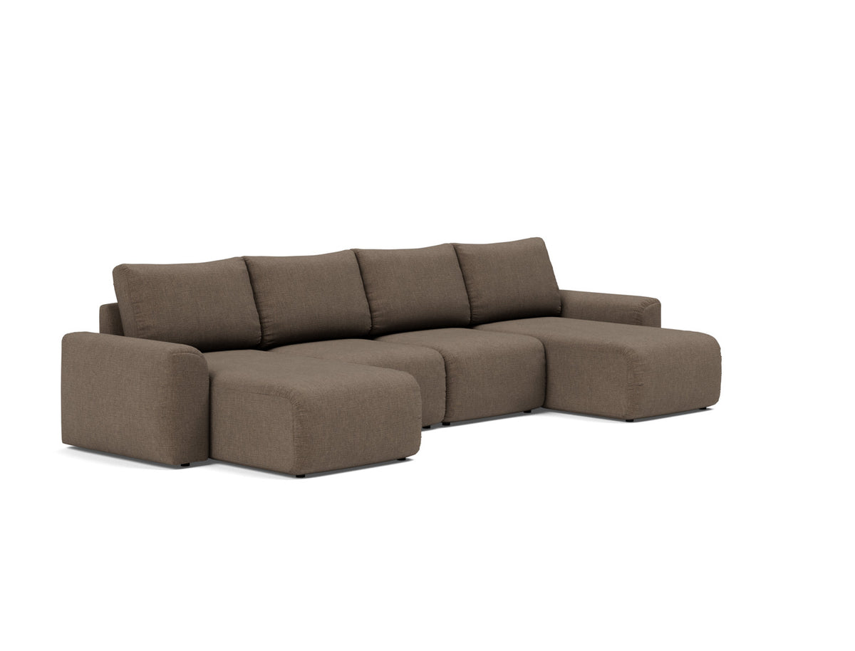 NORUM U-Shape Sofa Bed Chunky Arms, 3/4 view