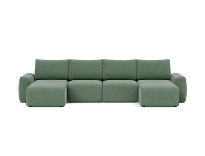 NORUM U-Shape Sofa Bed Chunky Arms 150x320CM