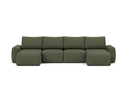 NORUM U-Shape Sofa Bed Chunky Arms 150x320CM
