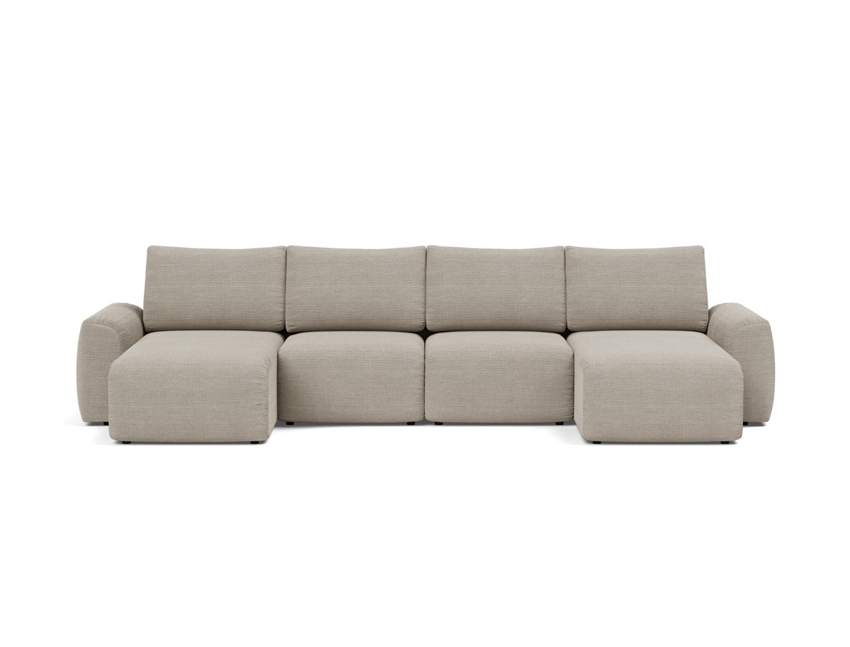 NORUM U-Shape Sofa Bed Chunky Arms 150x320CM