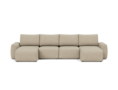 NORUM U-Shape Sofa Bed Chunky Arms 150x320CM