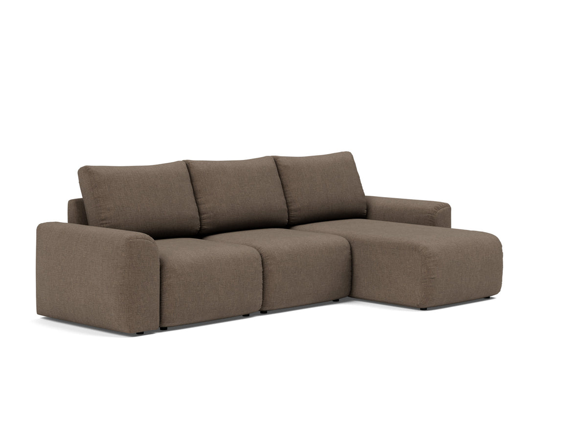 NORUM Sofa Bed with Chaise Chunky Arms, 3/4 view