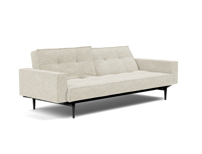 SPLITBACK Sofa Bed with Arm Rests Styletto, Black Oak, reclined back