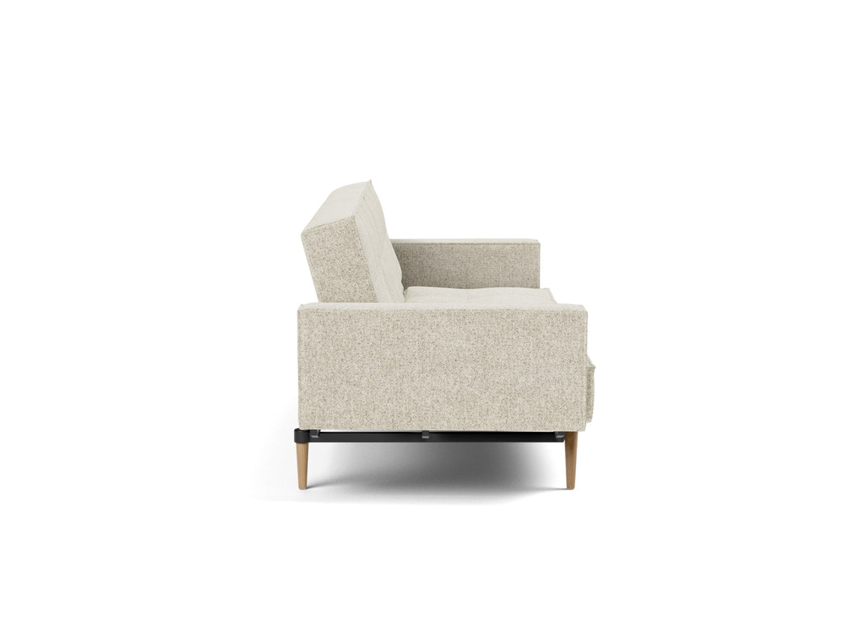 SPLITBACK Sofa Bed with Arm Rests Styletto, Light Oak, side view