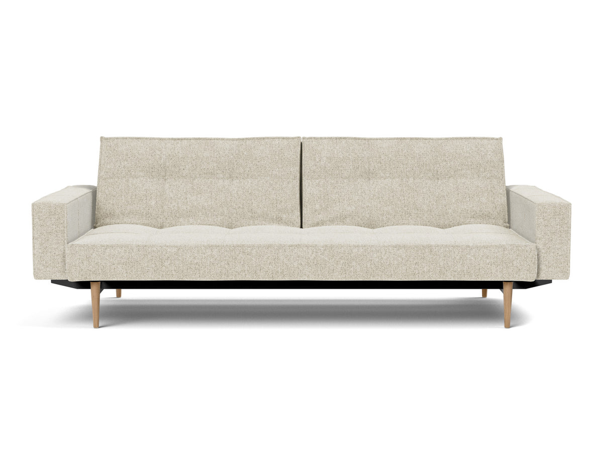 SPLITBACK Sofa Bed with Arm Rests Styletto, Light Oak, front