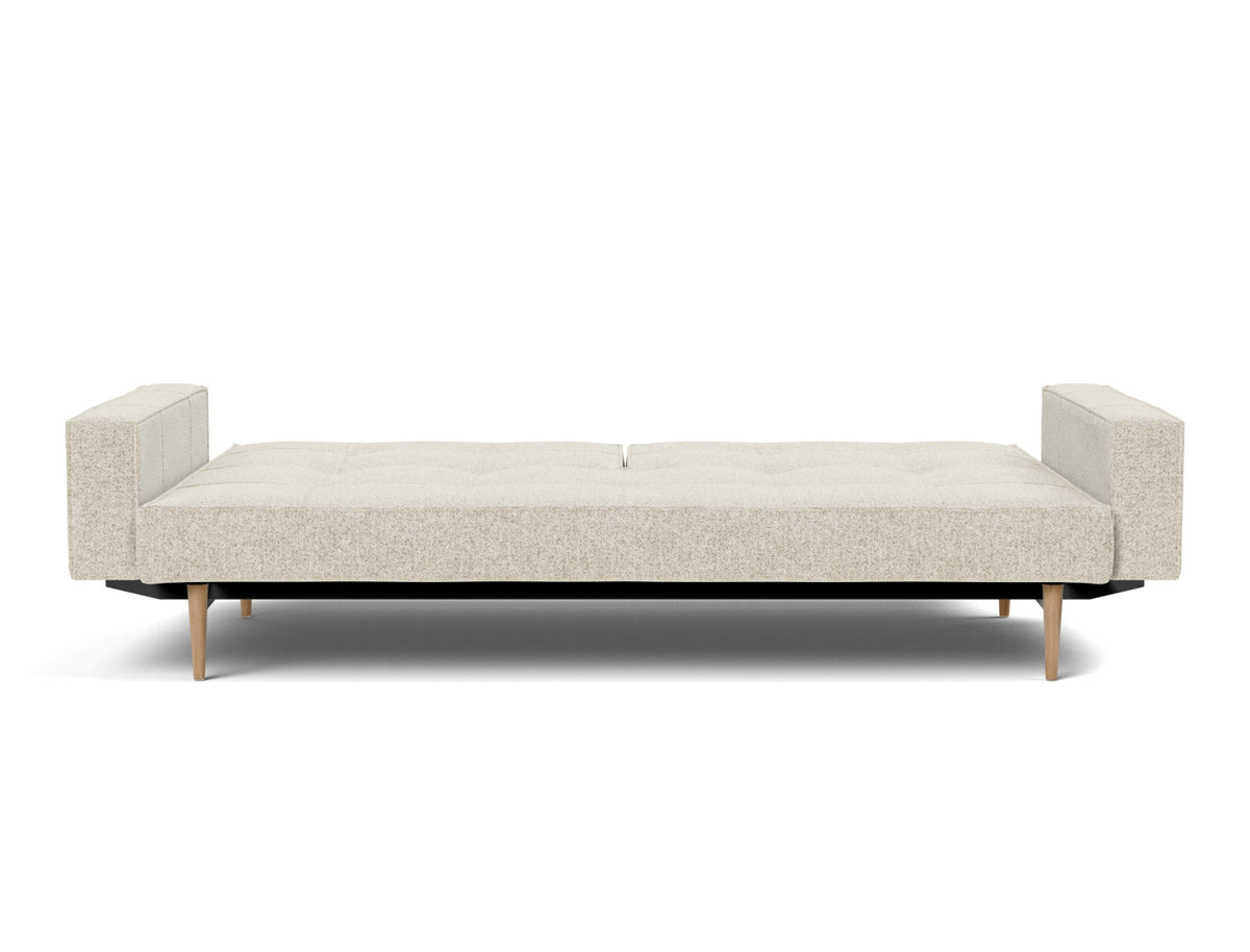 SPLITBACK Sofa Bed with Arm Rests Styletto, Light Oak, bed position