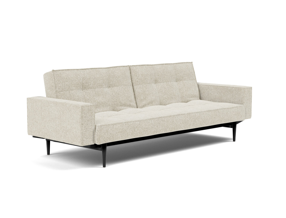 SPLITBACK Sofa Bed with Arm Rests Styletto, Black Oak, 3/4 view