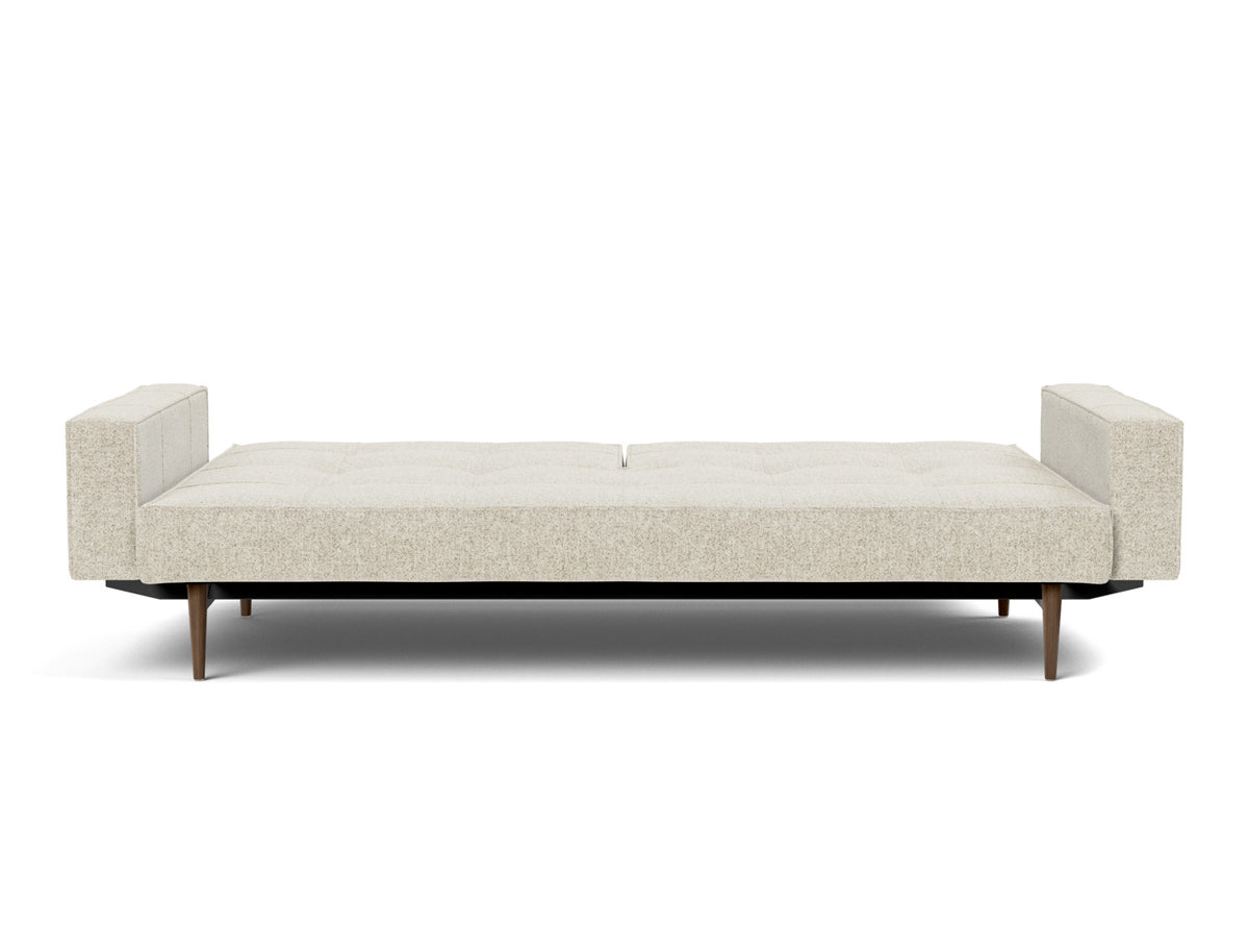 SPLITBACK Sofa Bed with Arm Rests Styletto, Dark Oak, bed position
