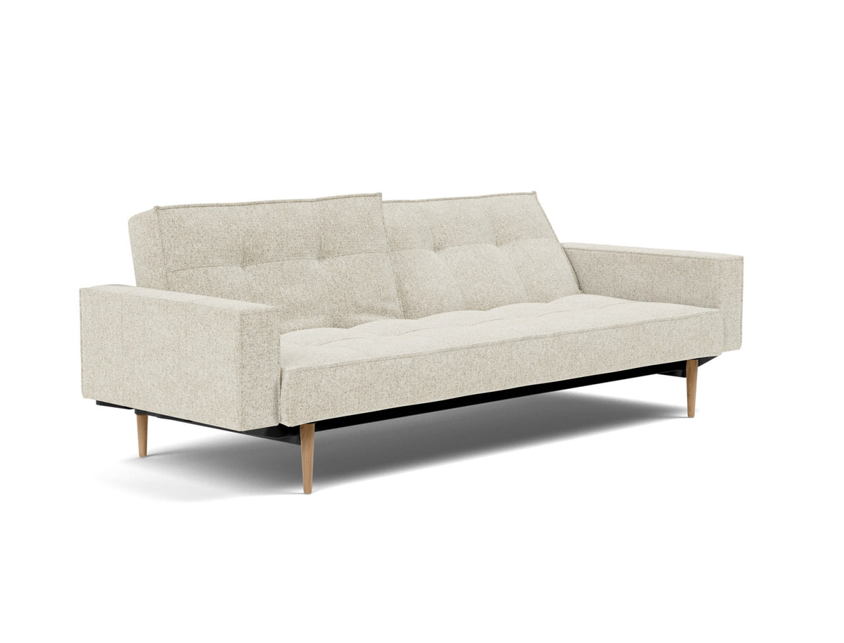 SPLITBACK Sofa Bed with Arm Rests Styletto, Light Oak, reclined back