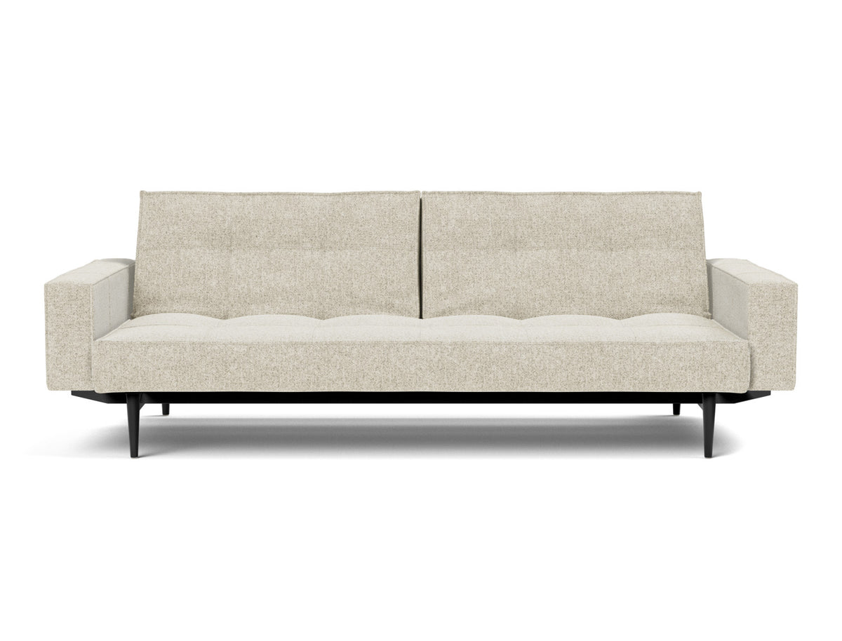 SPLITBACK Sofa Bed with Arm Rests Styletto, Black Oak, front