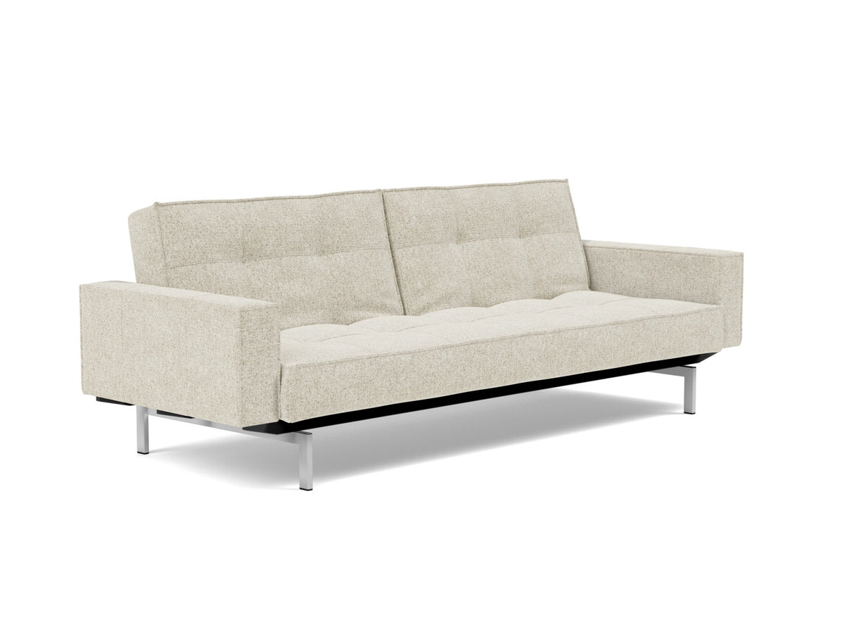 SPLITBACK Sofa Bed with Arm Rests Chrome, 3/4 view