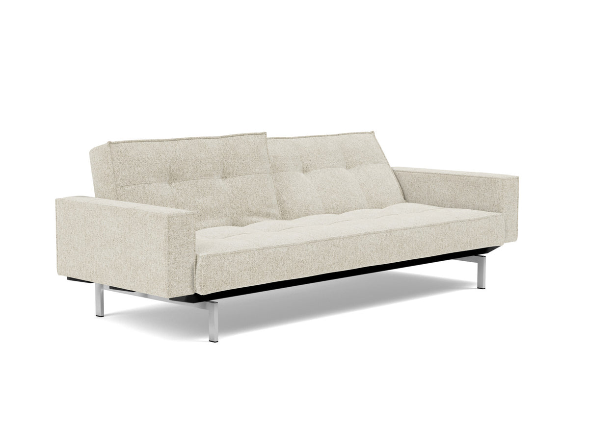 SPLITBACK Sofa Bed with Arm Rests Chrome, reclined back