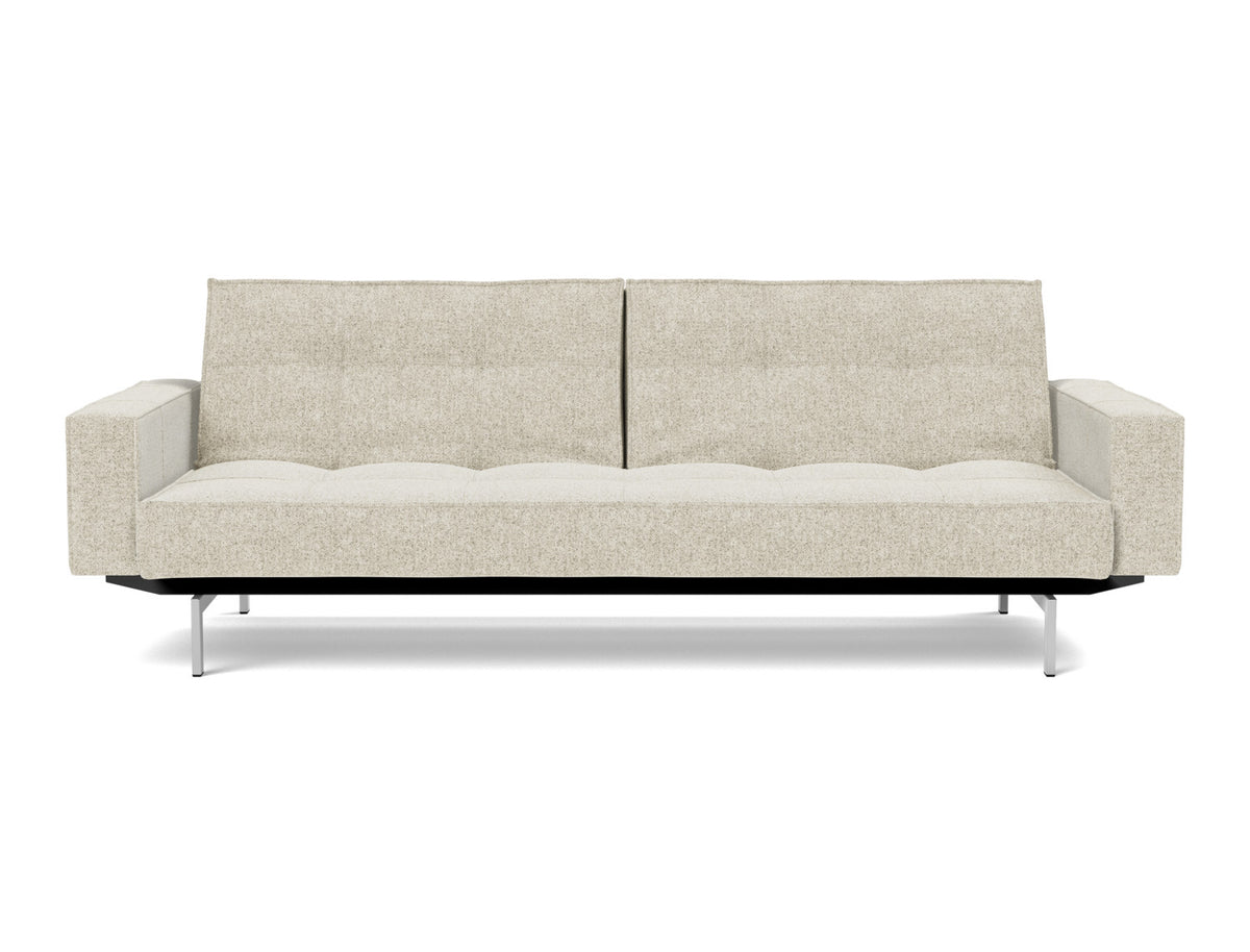 SPLITBACK Sofa Bed with Arm Rests Chrome, front