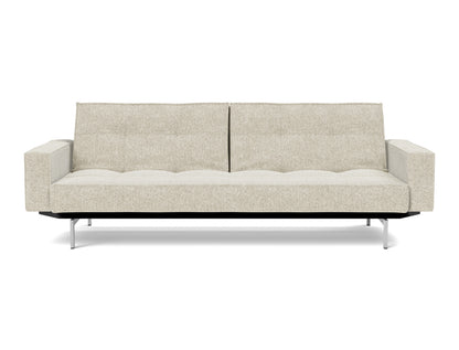 SPLITBACK Sofa Bed with Arm Rests Chrome, front