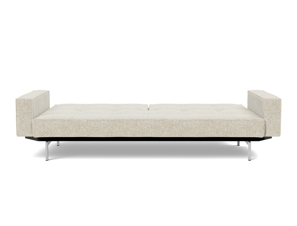 SPLITBACK Sofa Bed with Arm Rests Chrome, bed position