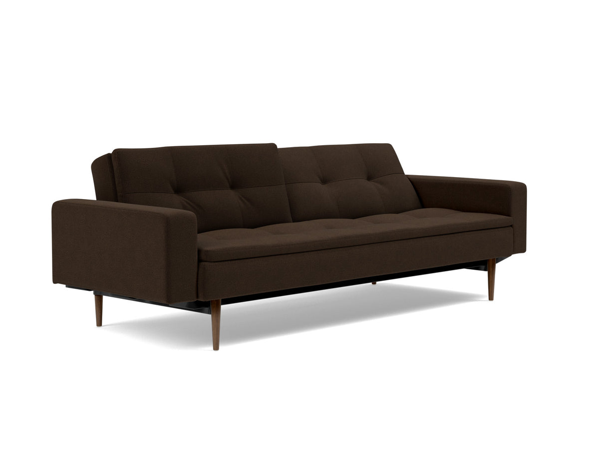 DUBLEXO Sofa Bed with Arm Rests Styletto, Dark Oak, reclined back