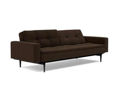 DUBLEXO Sofa Bed with Arm Rests Styletto, Black Oak, reclined back
