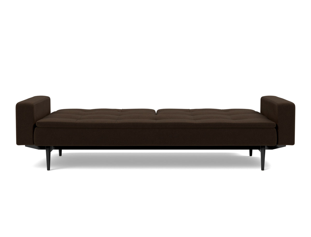 DUBLEXO Sofa Bed with Arm Rests Styletto, Black Oak, bed position