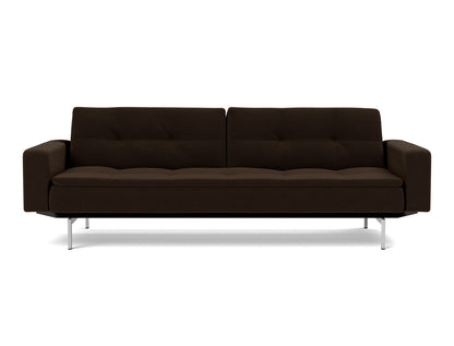 DUBLEXO Sofa Bed with Arm Rests Chrome, front