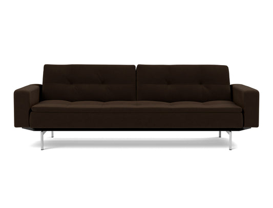 DUBLEXO Sofa Bed with Arm Rests Chrome, front