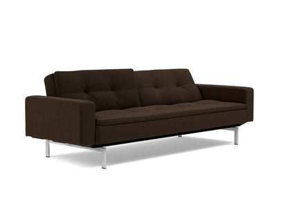 DUBLEXO Sofa Bed with Arm Rests Chrome, reclined back