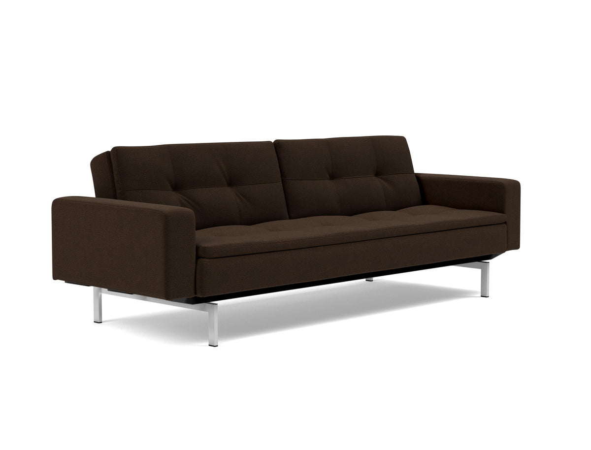 DUBLEXO Sofa Bed with Arm Rests Chrome, 3/4 view