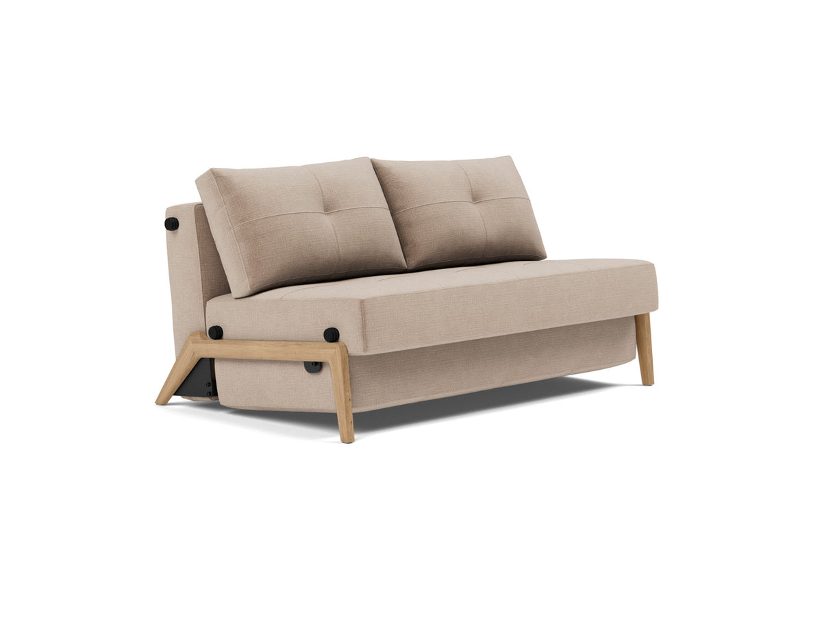 CUBED Sofa Bed Oak, 3/4 view