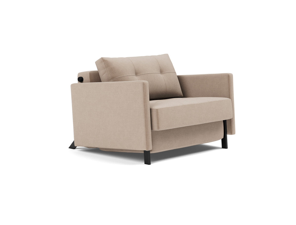 CUBED Chair Bed with Arm Rests, 3/4 view