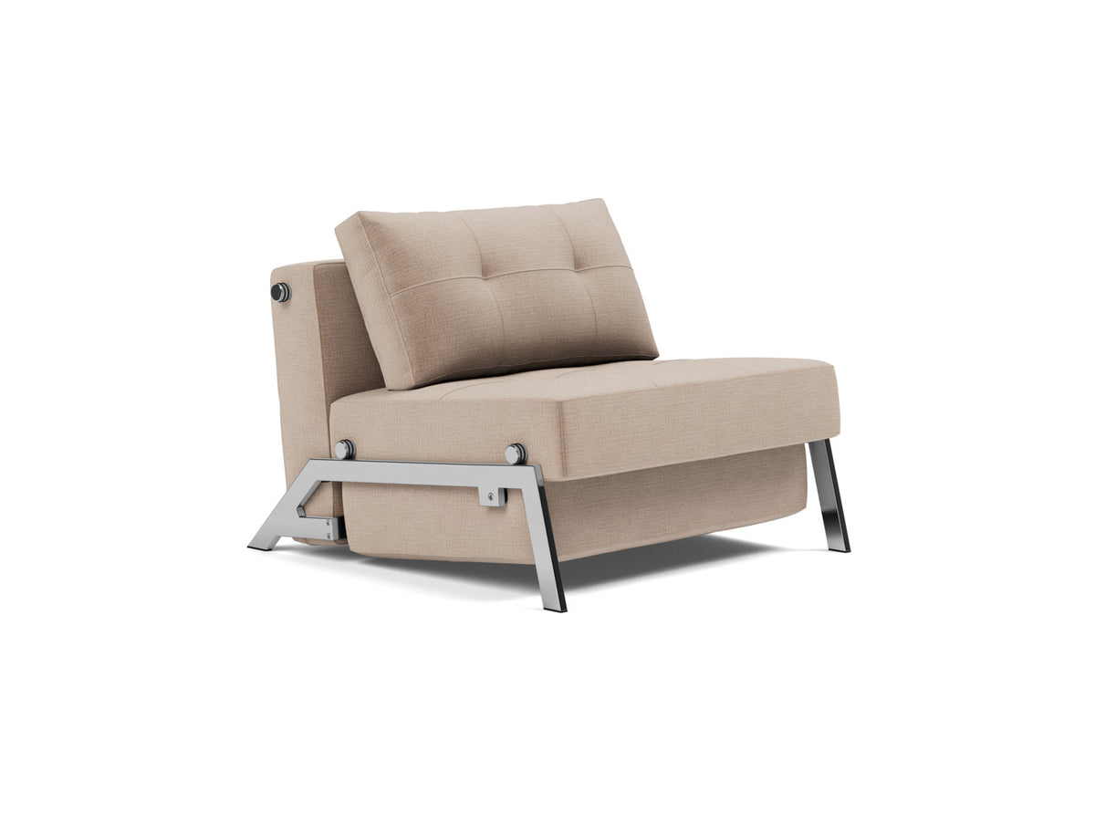 CUBED Chair Bed Chrome, 3/4 view