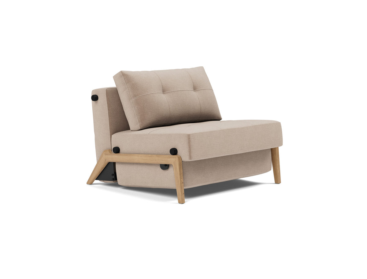 CUBED Chair Bed Oak, 3/4 view