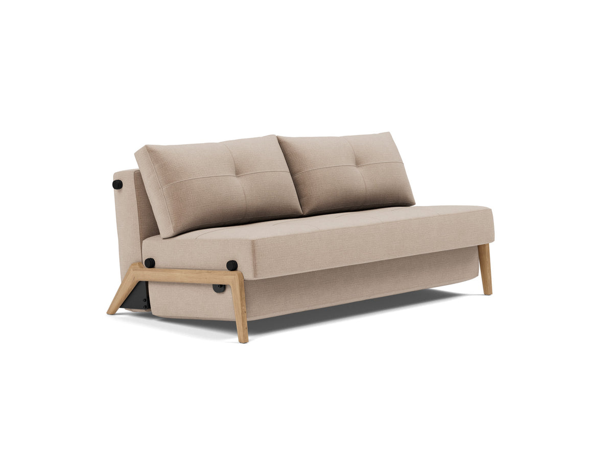 CUBED Sofa Bed Oak, 3/4 view