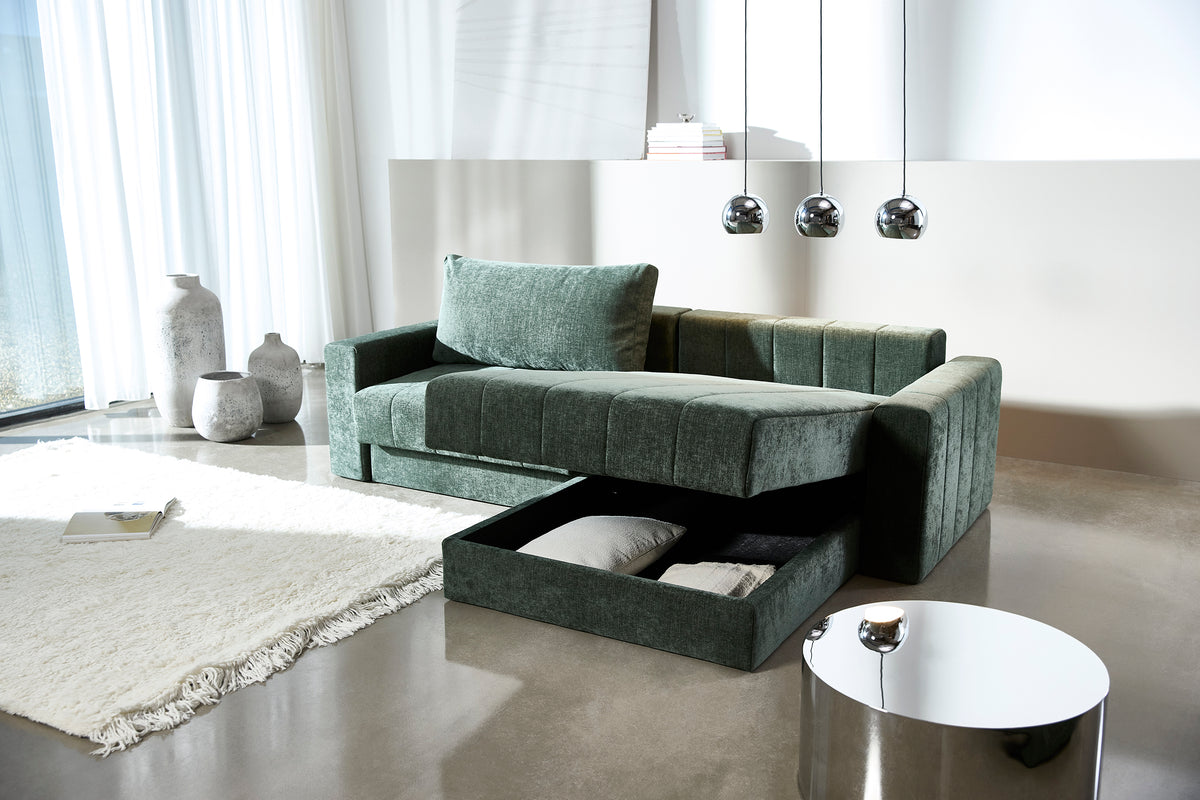 AKELLO Sofa Bed with Chaise and Arm Rests by Innovation Living, interior