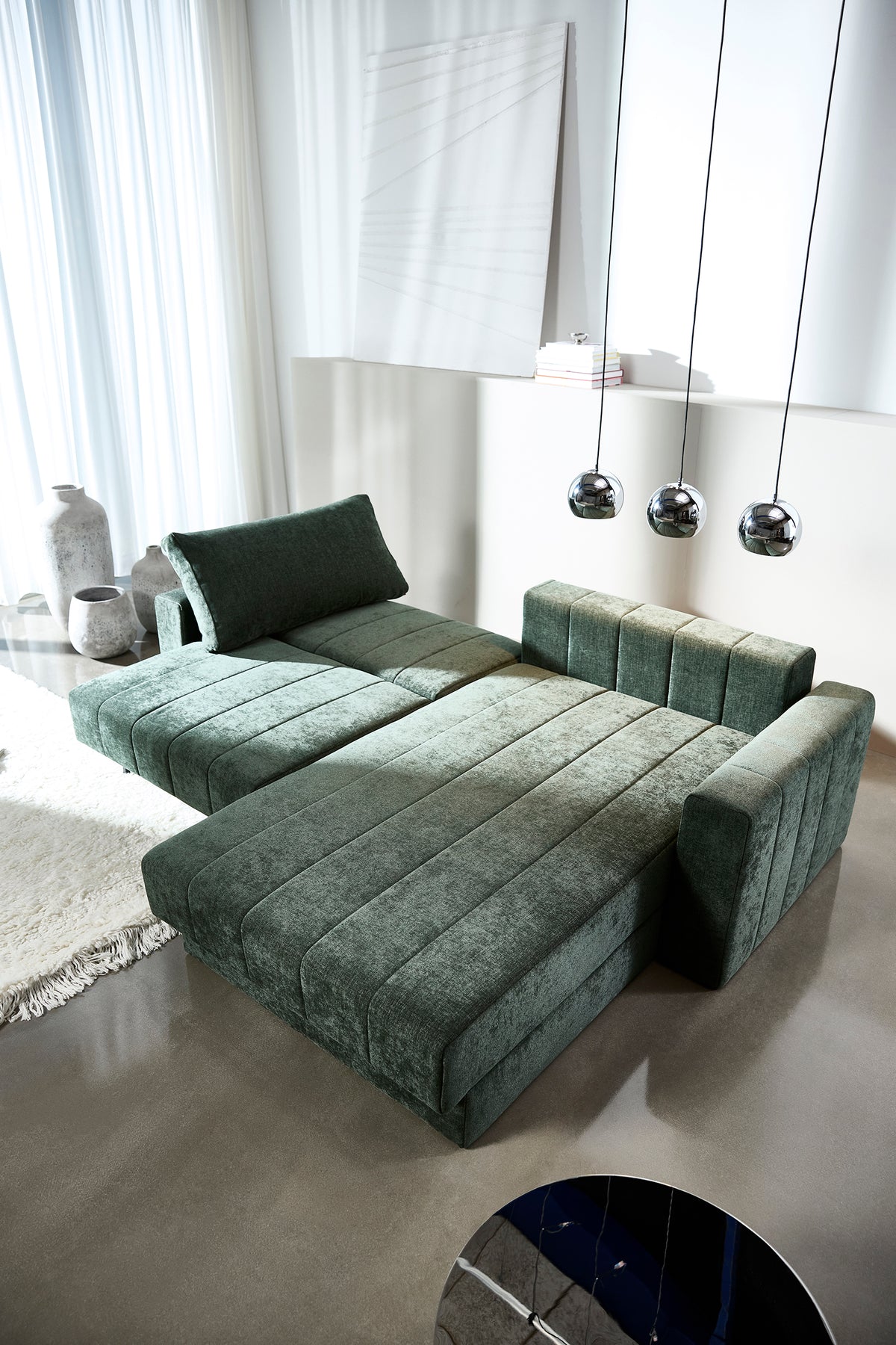 AKELLO Sofa Bed with Chaise and Arm Rests by Innovation Living, interior