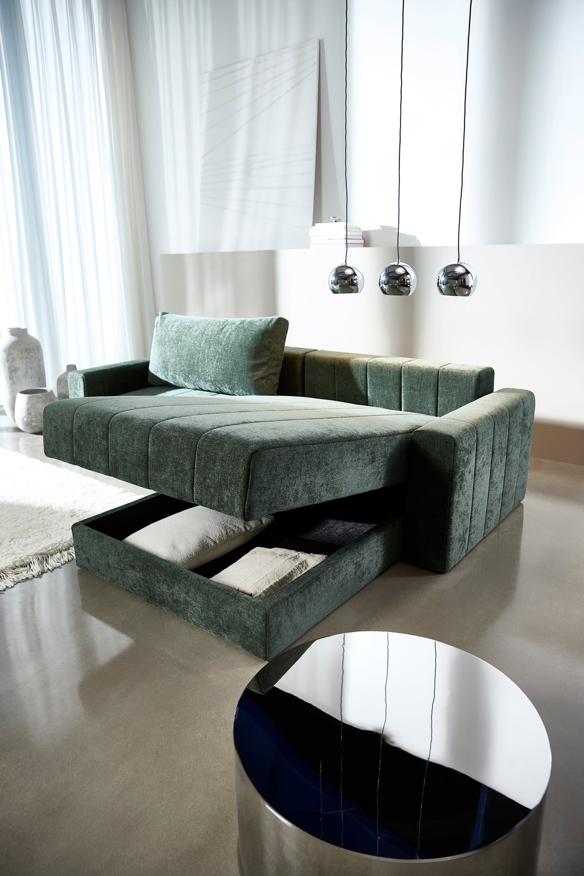 AKELLO Sofa Bed with Chaise and Arm Rests by Innovation Living, interior