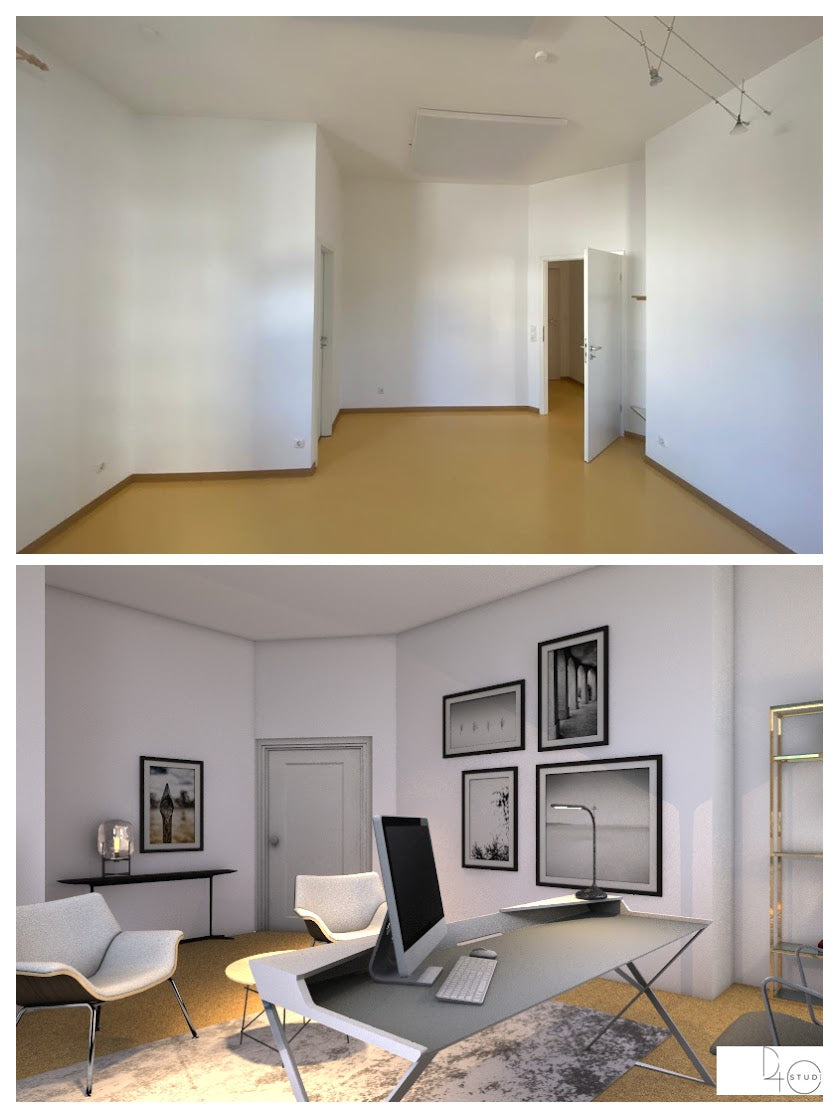 Proyecto de diseño de interiores en 3D para una habitación