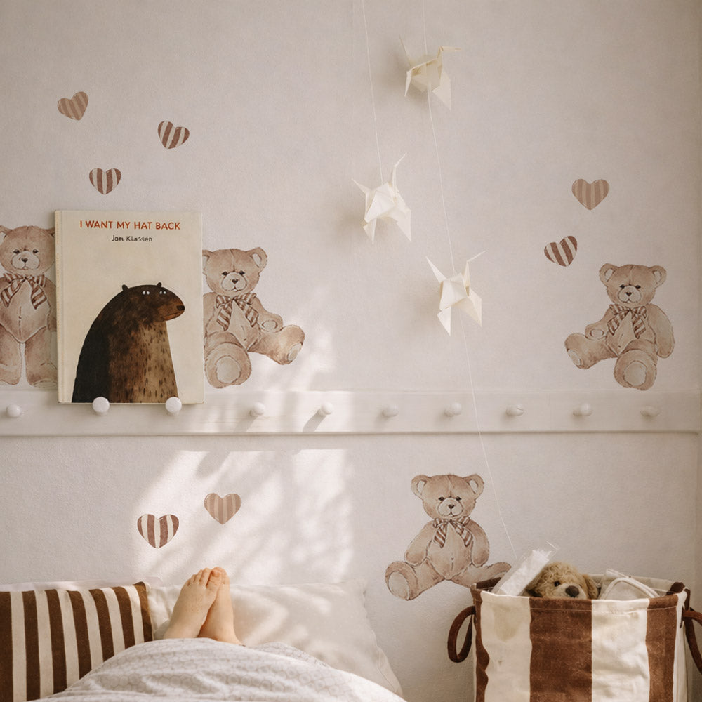 Teddy bears hearts stripes Wall stickers