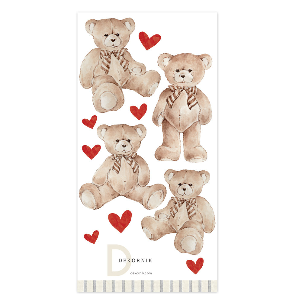 Teddy bears hearts red Wall stickers